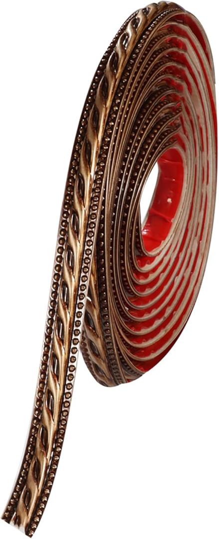 Flexible Molding Trim Wall Trim, 16.4 Feet Self Adhesive Peel and Stick Molding Ceiling Molding, Cabinet Border, Mirror Frame Trim Wall Trim for Home Decor (Brass)