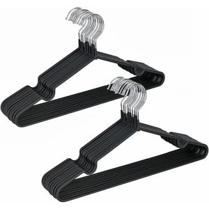 Amber Home 20 Pack 16" Non-Slip Rubber Coated Metal Suit Coat Hangers, Heavy Duty Clothes Hanger with Chrome and Black Friction, Metal Shirt Jacket Hanger with Round Notches for Dress