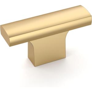 Amerdeco 10 Pack Champagne Bronze Cabinet Knobs 2 Inch (50MM) Single Hole Cabinet Pulls Kitchen Cabinet Knobs Drawer Knobs T Bar ZH0026