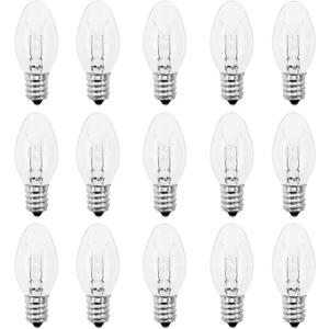 Wax Warmer Bulbs 15 Watt Scentsy Light Bulbs for Scentsy Wax Warmer, C7 Replacement Bulbs for Plug in Wax Diffuser, Himalayan Salt Lamp Original Light Bulb,Warm White, Dimmable, 15 Packs