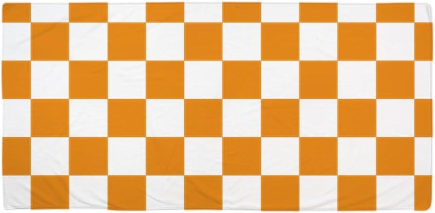 CafePress Orange and White Checkered Pattern 30"x60" Absorbent Cotton Back, Soft Beach, Pool Towel