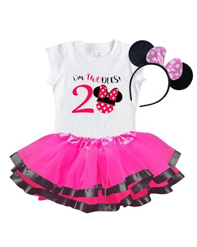 Luke and Lulu Birthday Girl Shirt – 2nd Birthday Outfit Girl – Toddler & Kids 2 Year Old Outfit – Cute Ears & Bow Design, Size 3T