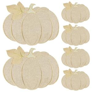Fall Thanksgiving Pumpkin Placemats Set of 6 Fall Autumn Table Decorations Indoor Farmhouse Harvest Pumpkins Table Round Placemats for Party Kitchen Dinning (Pumpkin Placemats Set of 6)