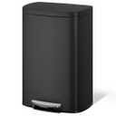 Garvee 13 gal / 50 L Metal Kitchen Trash Can with Lid, Large Rustproof Garbage Can for Kitchen, Step-on Trash Bin with Inner Bucket, Rear Handle, Soft Close Lid, Black
