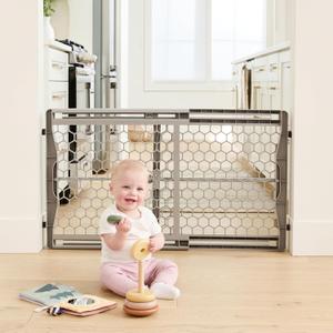 Regalo Easy Fit Plastic Adjustable Extra Wide Baby Gate, Award Winning Brand, 23 Inches Tall, Fits Openings Between 28 to 42 Inches, Pressure Mounted, Gray