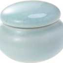 UPKOCH Mini Ceramic Cream Storage Tank, Portable Makeup Sealed Bottle for Creams, Rouge, Toiletries, and Cosmetics, 4.6X2.7X3.5CM, Blue