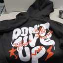 Graphic Streetwear Hoodies For Men Vintage Hoodie Inspirational Sweatshirts Positive Letter Print Cotton Pullover (X-Large, Black)