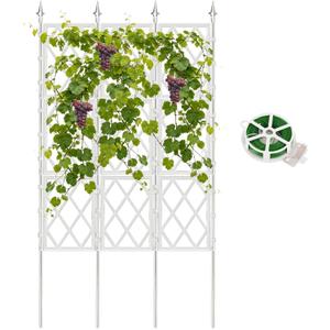 5.25FT Garden Trellis Support Fence,Metal Wall Lattice Climbing Frame for Climbing Plants Outdoor, White Iron Pipe Fence for Potted Plants Indoor for Ivy Vines Vegetable Flower, Patio, Lawn, Yard