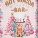 Joyline Vintage Pink Christmas Decor Gifts Rustic Hot Cocoa Cookies Bar Gingerbread Tin Sign for Home Farmhouse Kicthen Cafe Bar Wall Decor 8 x 12 inches (3237)