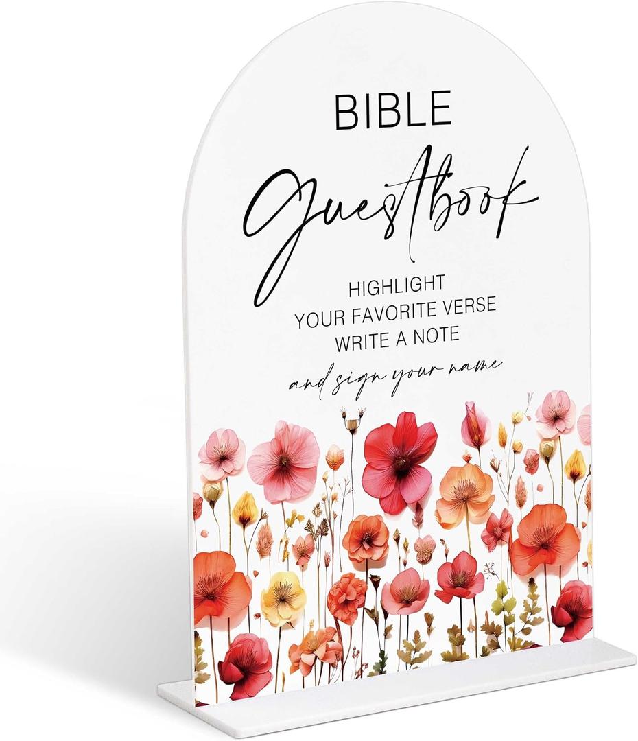 5 x Acrylic Wedding Signs Bible Guestbook Sign for Reception, 6x8" Arch Acrylic Table Decor, Love Is In Bloom & Baby In Bloom Decorations for Baby Shower Bridal Shower Engagement Party