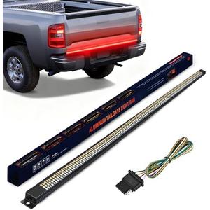 Nilight Truck Tailgate Light Strip 60" Aluminum FrameTriple Row Light Bar 1200 LED w/ Red Running Brake White Reverse Light Red Sequential Turn Signal