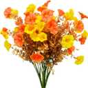 2 x Fake Fall Flowers Faux Artificial Fall Flowers for Outdoors Planters for Autumn Thanksgiving Decor (4, Fall)