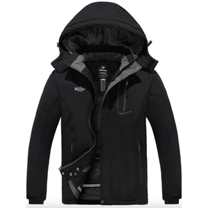 Wantdo Men's Waterproof Ski Jacket Warm Winter Snow Jacket Snowboarding Jacket with Hood, Size 4X, Black
