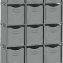 Cube Storage Organizer with Storage Bins Included - The Perfect Closet Organizers and Storage Solution. Includes 12 Storage Cubes, Great For Toy Storage, Closet Storage, Clothes Storage (Grey)