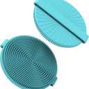 4 x Silicone Body Scrubber Brush - Gentle Exfoliating and Lather Well - Fast-Drying, Hygienic, BPA-Free Silicone Body Exfoliator for Sensitive Skin, Men & Women (Round, Blue)