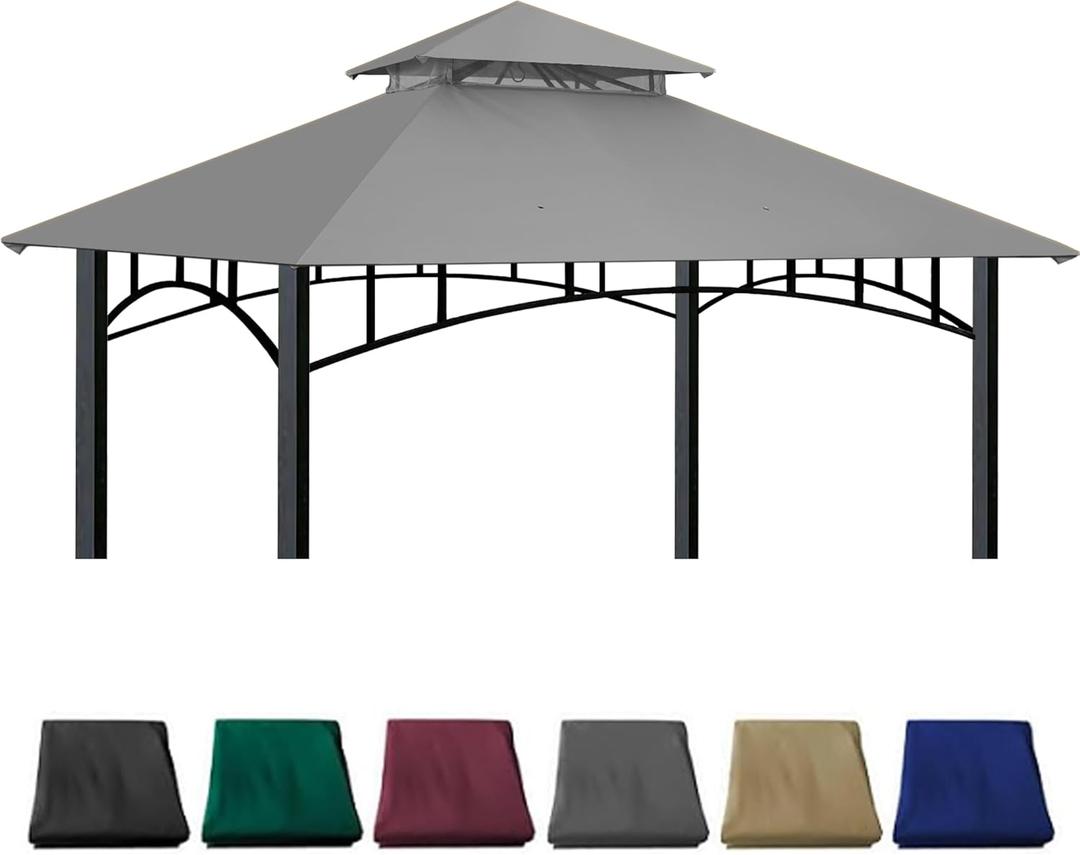 Gazebo Replacement Canopy 10x10 Ft Compatible with SUNJOY Madaga Target Gazebo Frame Model L-GZ136PST, L-GZ136PST-2/7/9 (Grey)