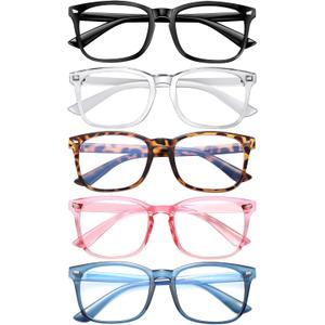 5 Pack Reading Glasses for Women Men, Blue Light Blocking Computer Readers UV Glare(Multicolor, 1.0x)