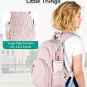 BAGSMART College Laptop Backpack, Travel Backpack for Women, Quilted Casual Daypack, Water-Resistant Bookbag for 15.6 Inch Laptop, Pink