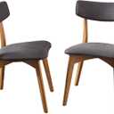Christopher Knight Home Abrielle Mid-Century Modern Fabric Dining Chairs with Natural Oak Finished Rubberwood Frame, 2-Pcs Set, Dark Grey / Natural Oak