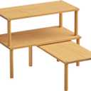 Cabinet Organizer Shelf(Set of 3),Bamboo Kitchen Counter Shelves for Countertop and Cabinet,Stackable Shelf Spice Racks,Large (Natural)