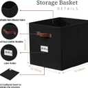 DECOMOMO Storage Baskets, 13x15x13 Storage Cube Bins with Labels for Organizing Shelves Kallax (Kallax / 4pcs, Black)
