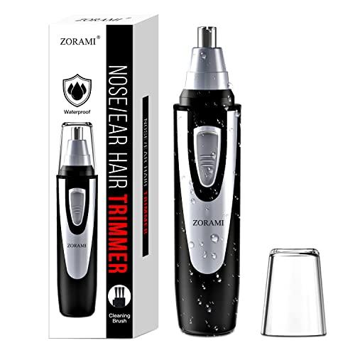 Ear and Nose Hair Trimmer Clipper - 2025 Professional Painless Eyebrow & Facial Hair Trimmer for Men Women, Battery-Operated Trimmer with IPX7 Waterproof, Dual Edge Blades for Easy Cleansing Black