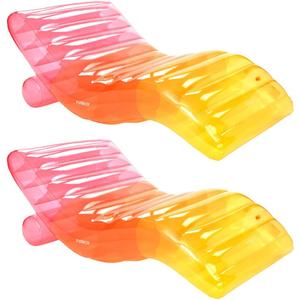 FUNBOY Giant Inflatable Luxury Clear Rainbow Chaise Lounger, Chair Pool Float, Transparent Tri-Color Material, Cool Adult Float, Perfect for a Summer Pool Party - Bundle Pack of 2 (70 inches x 45")
