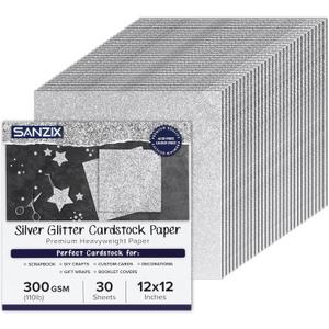 SANZIX 30 Sheets Grey Glitter Cardstock Paper 12x12" 110lb 300 GSM for Valentine's Day Cricut, Christmas Cards, Scrapbook, DIY Crafts, Decor, Custom Gifts & Cards | Premium Sparkle Paper for Crafting SANZIX 30 Sheets Grey Glitter Cardstock Paper 12x12" 110lb 300 GSM for Valentine's Day Cricut, Christmas Cards, Scrapbook, DIY Crafts, Decor, Custom Gifts & Cards | Premium Sparkle Paper for Crafting