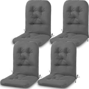 Drydiet 4 Set Outdoor High Back Chair Cushions 47 x 20 Inch Rocking Chair Cushions Waterproof Fade Resistant Comfort Replacement Seat Pads with Ties for Patio Lawn Yard Porch Home Office(Gray)