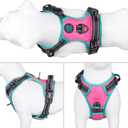 PHOEPET 2019 Upgraded No Pull Dog Harness, Reflective Adjustable Vest, with a Training Handle + 2 Metal Leash Hooks+ 3 Snap Buckles +4 Slide Buckles(L, Pink)