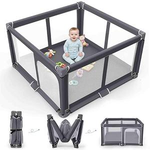 Foldable Baby Playpen Portable Travel Play Yard, Dark Gray | Safety Play Yard for Babies & Toddlers, Indoor & Outdoor Use, Carry Bag Included, Collapsible, Portable，Sturdy & Secure
