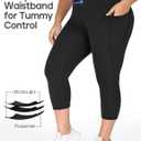 Heathyoga X-4XL Plus Size Capri Leggings for Women with Pockets Tummy Control Capri Yoga Pants High Waisted Leggings, 4X