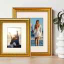 12x16 Vintage Gold Convex Embossed Motif Ornate Classic Picture Frame, Matted to 9x12 inches, Plexiglass Cover, 2 Pack, 12 x 16 in 2pk