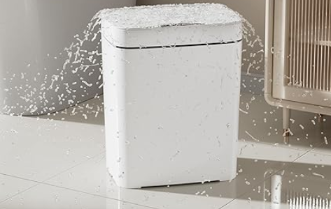 Vanpopubs 1 Pack 2.7 Gal Bathroom Trash Can with Lid, Automatic Trash Can Small Smart Garbage Can Touchless, Slim Motion Sensor Waterproof Plastic Trash Bins for Bedroom Office Kitchen Toilet