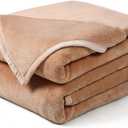EASELAND Soft Blanket Warm Fuzzy Microplush Lightweight Thermal Fleece Blankets for Couch Bed Sofa,California King 102X108Inch,Camel