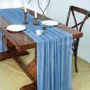 Blue Cheesecloth Table Runner Fall Thanksgiving 120 Inch Dusty Blue Rustic Boho Cheese Cloth 10Ft Gauze Table Runner for Wedding Decor Baby Shower Holiday Party Home Decorations