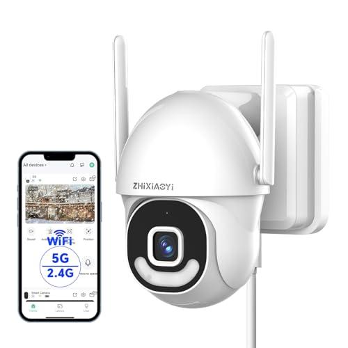 ZHIXIAOYI 2K Security Cameras Outdoor Wired, 5G/2.4G WiFi Cameras with Color Night Vision, PIR Motion Detection, Two-Way Voice, 360° View Pan/Tilt for Outdoor Area, Parking Lot, Home Security White ZHIXIAOYI 2K Security Cameras Outdoor Wired, 5G/2.4G WiFi Cameras with Color Night Vision, PIR Motion Detection, Two-Way Voice, 360° View Pan/Tilt for Outdoor Area, Parking Lot, Home Security White