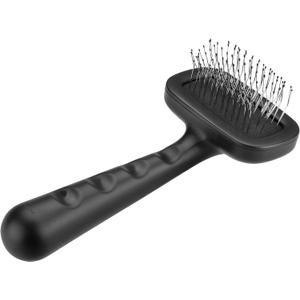 Tweezerman Dog and Cat Slicker Brush for Small Pets, Grooming Brush with Coated Bristles to Prevent Scratching and Ergonomic Handle (Black)