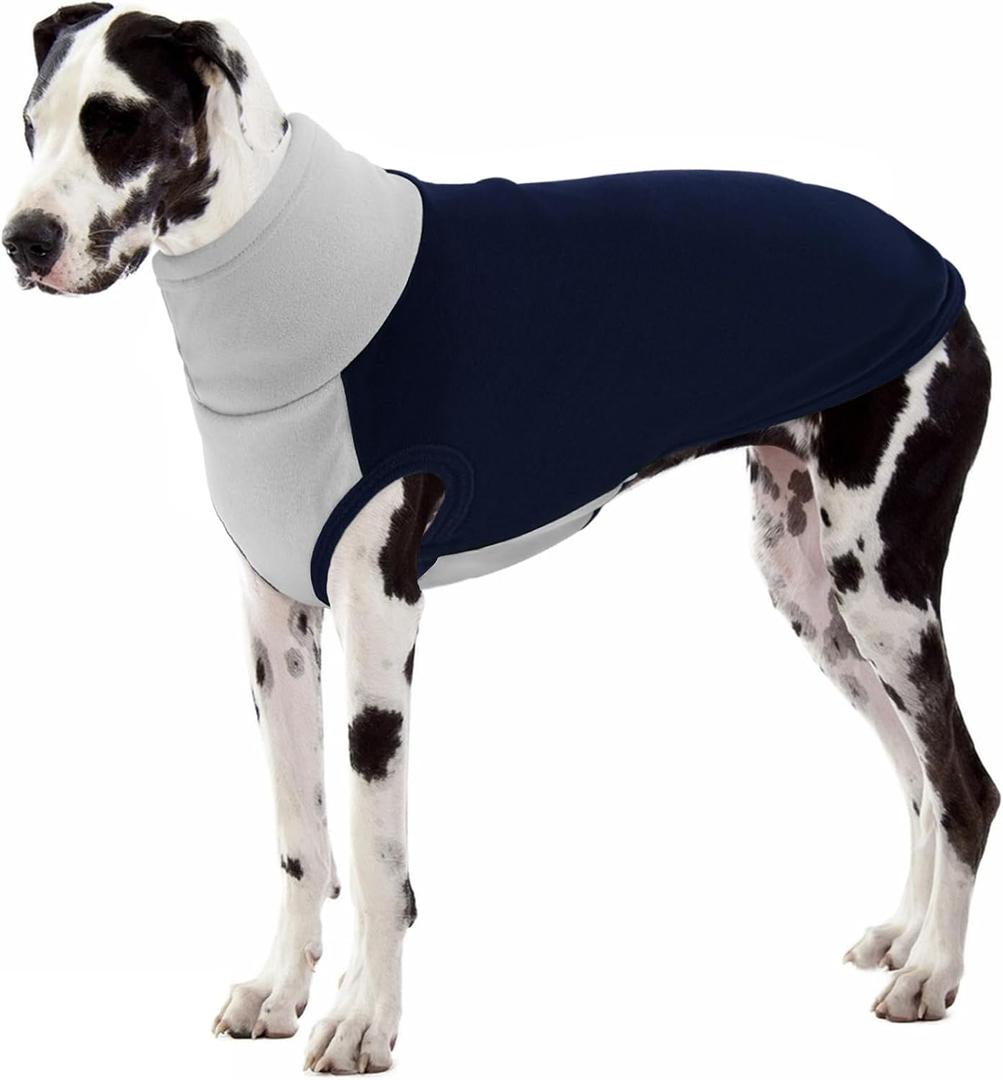 SUNFURA XXXXL Dog Sweater - Warm Fleece Dog Sweater, Stretch Pullover Vest with Turtleneck for Extra Large Dogs Boy Girl, Comfort Fit Sweatshirt Jumpsuit for Great Dane, Navy Blue 4XL