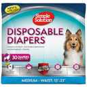 Simple Solution Disposable Dog Diapers, Female Dog Diapers, Puppy Potty Training, Incontinence and Heat Cycle Protection, Medium Diapers for Dogs, 15-23 Inch Waist, 30 Count