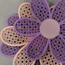 Maitys 3 Pieces Boho Daisy Wall Decor Natural Rattan Flower Wall Hanging Art Wooden Boho Art Nursery Flowers Farmhouse Hanging Decor for Home Office Nursery(Pink, Purple)