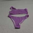 YIMISAN Women's Ribbed Bikini Sets One Shoulder Top with Mid Waist Two Piece Bathing Suit (Large, Purple)