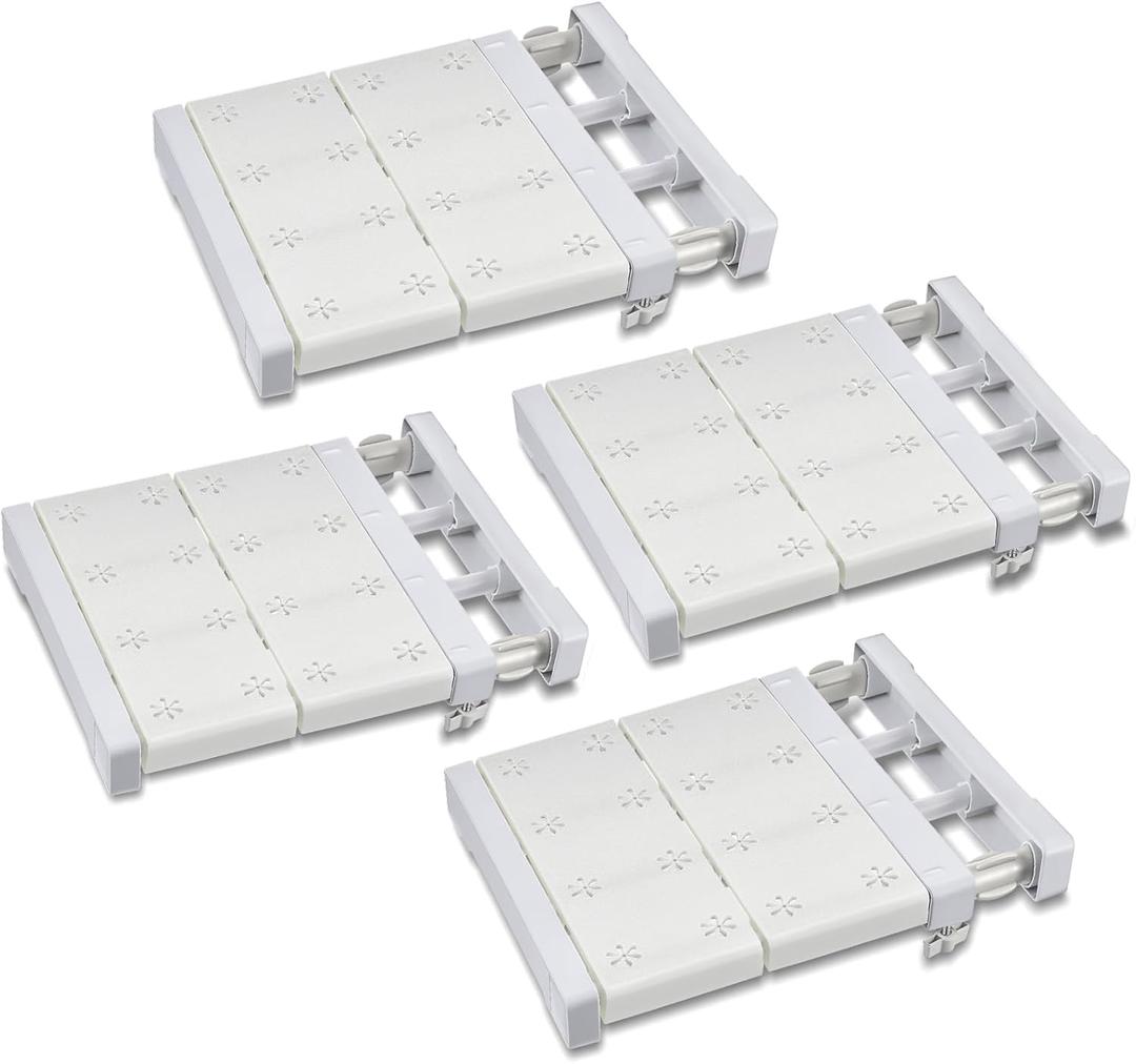 Gerrii 4 Pcs Closet Tension Shelf Rod Expandable Shelf Locker Organizer Adjustable Storage Rack Scalable Layered Divider Separator for Cabinet Wardrobe Kitchen Bathroom (10.83''-17.91'')