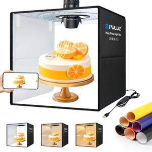 PULUZ 16x16 Inch High CRI95 Dimmable Light Box, 144 LED Photo Studio Lighting Kit with 6 Backdrops, Portable Shooting Tent for Product Photography