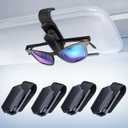 Veharvim One-Handed-Operation Sunglasses Holder for Car, Visor Sunglass Holder Clip, Car Accessories Interior, Universal Fit Silicone Padded Visor Sunglass Holder Car, Unmatched Durability (4 Pack)
