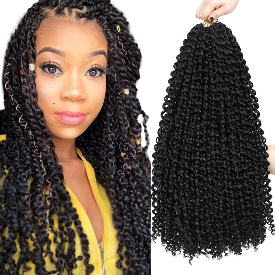 Dorsanee Passion Twist Hair 18 Inch 7 Packs Water Wave Crochet Hair Long Bohemian Curly Braiding Hair for Butterfly Locs, Faux Locs, Boho Style Spring Twist Crochet Braids 