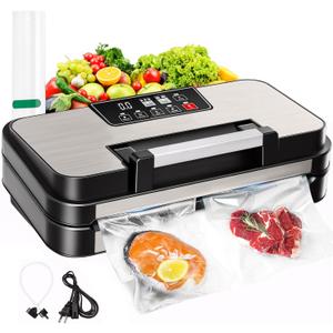 Vacuum Sealer Machine, 95Kpa Powerful Automatic Food Sealer, Built-in Cutter & Bag Storage, Progress Display, Easy-Lock Handle, for Dry Moist Food Preservation, Extend Freshness Longer