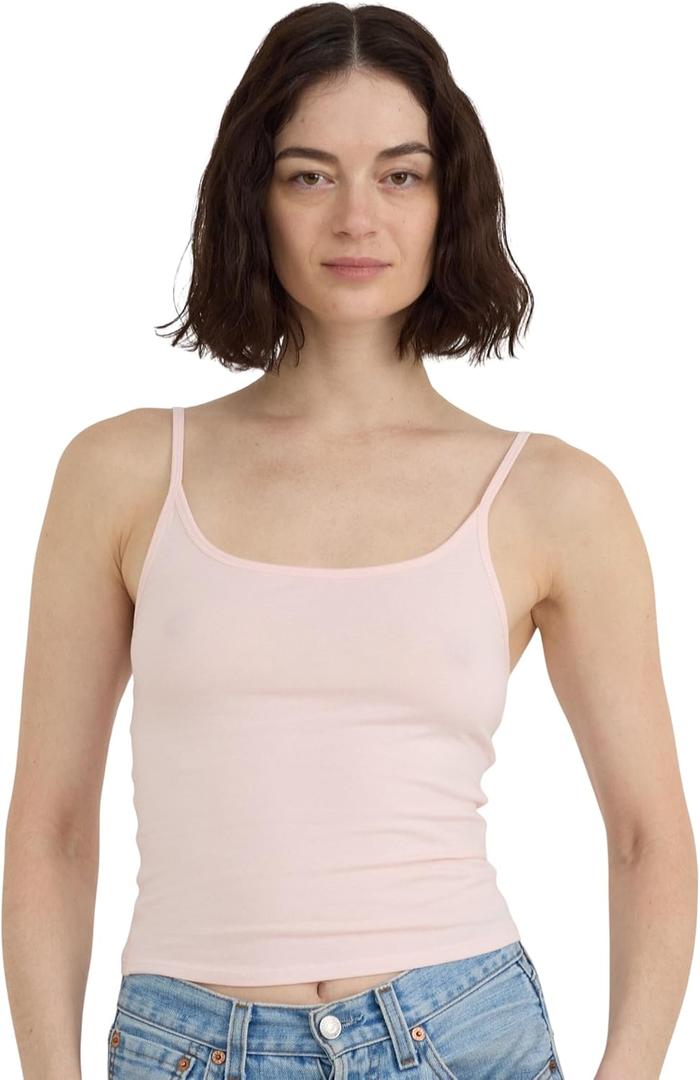 Organic Basics Womens Core Organic Cotton Cropped Singlet Camisole Top (Medium, Soft Blush)
