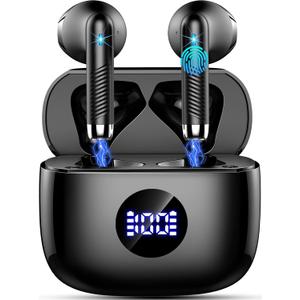 Wireless Earbuds, Bluetooth 5.4 Headphones HiFi Stereo, in Ear Earphones with 4 ENC Noise Cancelling Mics, 40H Playtime Ear Buds with Mini Case, IP7 Waterproof Bluetooth Earbuds with LED Display
