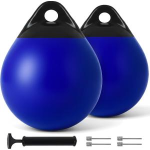 Boat Buoy Balls 10 Inch 12 Inch 15 Inch, Inflatable Mooring Buoys with Pump, Marine-Grade Vinyl Boat Fenders Round with Reinforced Eyelets for 10'-40' Boats Protection Marking Multi Color - 2/4/8 Pack